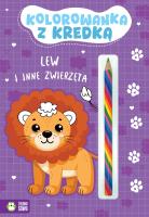 Kolorowanka z kredką. Lew i inne zwierzęta. Autor: Opracowanie zbiorowe. SmakLiter.pl Okładka książki Kolorowanka z kredką. Lew i inne zwierzęta