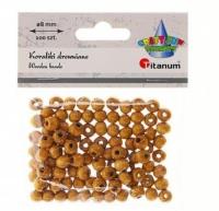 Koraliki drewniane lakierowane brązowe 1000szt. Wydawca: Titanum. SmakLiter.pl Opakowanie Koraliki drewniane lakierowane brązowe 1000szt