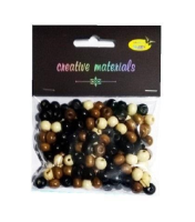 Opakowanie Koraliki drewniane naturalny mix ok 26g ok150szt