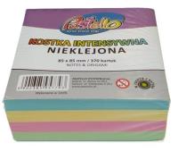 Kostka nieklejona 85x85mm 370 kartek kolorowa. Wydawca: Alfa Pastello. SmakLiter.pl Opakowanie Kostka nieklejona 85x85mm 370 kartek kolorowa