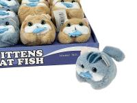 Opakowanie Kotek z rybą machający ogonem pluszowy 13cm MIX