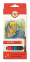 Kredki akwarelowe 3718/K 24 kolory. Wydawca: Koh-I-Noor. SmakLiter.pl Opakowanie Kredki akwarelowe 3718/K 24 kolory