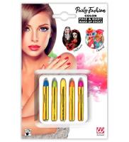 Kredki do malowania twarzy i ciała 5 kolorów. Wydawca: Widmann. SmakLiter.pl Opakowanie Kredki do malowania twarzy i ciała 5 kolorów