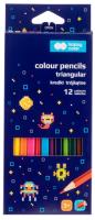 Kredki drewniane trójkątne Pixi Planet 12 kolorów. Wydawca: GDD. SmakLiter.pl Opakowanie Kredki drewniane trójkątne Pixi Planet 12 kolorów