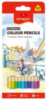 Kredki ołówkowe KEYROAD trójkątne 12  kolorów. Wydawca: Keyroad. SmakLiter.pl Opakowanie Kredki ołówkowe KEYROAD trójkątne 12  kolorów