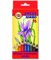 Kredki Omega 3383 Jumbo 18 kolorów. Wydawca: Koh-I-Noor. SmakLiter.pl Opakowanie Kredki Omega 3383 Jumbo 18 kolorów