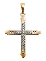 Opakowanie Krzyżyk cyrkonie pozłacany 28x22mm