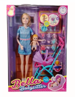 Lalka w ciąży z wózkiem z bujaną gondolą. Wydawca: SWEDE. SmakLiter.pl Opakowanie Lalka w ciąży z wózkiem z bujaną gondolą