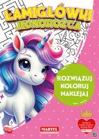 Łamigłówki jednorożca + naklejkami. Autor: Katarzyna Salamon. SmakLiter.pl Okładka książki Łamigłówki jednorożca + naklejkami