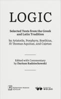 Okładka książki LOGIC. Selected Texts from the Greek and Latin...