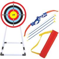 Łuk dla dzieci 76cm, tarcza i 3 strzały. Wydawca: Enero. SmakLiter.pl Opakowanie Łuk dla dzieci 76cm, tarcza i 3 strzały