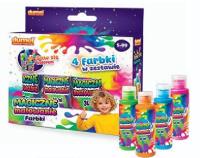 Magiczne malowanie 4x60ml farbki. Wydawca: Dumel. SmakLiter.pl Opakowanie Magiczne malowanie 4x60ml farbki