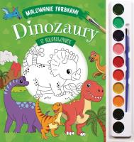 Malowanie farbkami Dinozaury. Autor: Izabella Sieńko-Holewa. SmakLiter.pl Okładka książki Malowanie farbkami Dinozaury