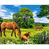 Malowanie po numerach 40x50cm Konie na łące. Wydawca: Koh-I-Noor. SmakLiter.pl Opakowanie Malowanie po numerach 40x50cm Konie na łące