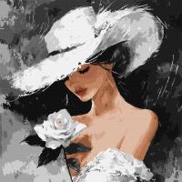 Malowanie po numerach - Biała róża 40x40cm. Wydawca: Ideyka. SmakLiter.pl Opakowanie Malowanie po numerach - Biała róża 40x40cm