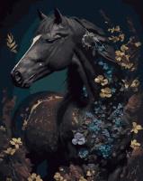 Opakowanie Malowanie po numerach czarne płótno - Czarny Koń..