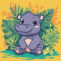 Malowanie po numerach - Hipopotam w tropikach Kids. Wydawca: Ideyka. SmakLiter.pl Opakowanie Malowanie po numerach - Hipopotam w tropikach Kids