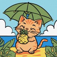 Malowanie po numerach - Kot i ananas 25x25cm. Wydawca: Ideyka. SmakLiter.pl Opakowanie Malowanie po numerach - Kot i ananas 25x25cm