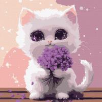 Opakowanie Malowanie po numerach -Kot z bukietem Kids 30x30