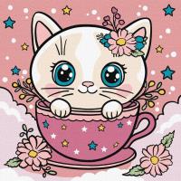 Opakowanie Malowanie po numerach - Kwiatowa filiżanka 25x25cm