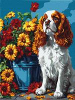 Opakowanie Malowanie po numerach - Spaniel i kwiaty 30x40cm
