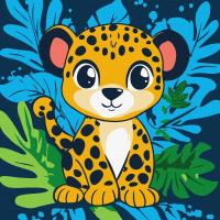 Malowanie po numerach - Wesoły lampart Kids. Wydawca: Ideyka. SmakLiter.pl Opakowanie Malowanie po numerach - Wesoły lampart Kids