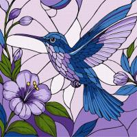 Malowanie po numerach - Witraż. Koliber 30x30cm. Wydawca: Ideyka. SmakLiter.pl Opakowanie Malowanie po numerach - Witraż. Koliber 30x30cm