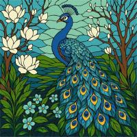 Opakowanie Malowanie po numerach - Witraż. Paw 30x30cm