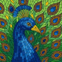 Malowanie po numerach - Witraż. Paw 30x30cm. Wydawca: Ideyka. SmakLiter.pl Opakowanie Malowanie po numerach - Witraż. Paw 30x30cm