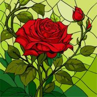 Malowanie po numerach - Witraż. Róża 30x30cm. Wydawca: Ideyka. SmakLiter.pl Opakowanie Malowanie po numerach - Witraż. Róża 30x30cm