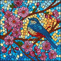 Malowanie po numerach - Witraż. Sikorka 30x30cm. Wydawca: Ideyka. SmakLiter.pl Opakowanie Malowanie po numerach - Witraż. Sikorka 30x30cm