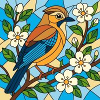 Malowanie po numerach - Witraż. Sójka 30x30cm. Wydawca: Ideyka. SmakLiter.pl Opakowanie Malowanie po numerach - Witraż. Sójka 30x30cm