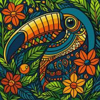 Malowanie po numerach - Witraż. Tukan 30x30cm. Wydawca: Ideyka. SmakLiter.pl Opakowanie Malowanie po numerach - Witraż. Tukan 30x30cm