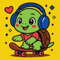 Opakowanie Malowanie po numerach - Żółwik na deskorolce 25x25