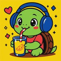 Opakowanie Malowanie po numerach - Żółwik pije lemoniadę