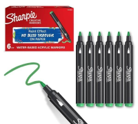 Markery akrylowe jasnozielone (6szt). Wydawca: Sharpie. SmakLiter.pl Opakowanie Markery akrylowe jasnozielone (6szt)