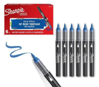 Markery akrylowe niebieskie (6szt). Wydawca: Sharpie. SmakLiter.pl Opakowanie Markery akrylowe niebieskie (6szt)