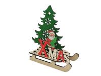 Opakowanie Mikołaj drewniany na saniach 20x18cm