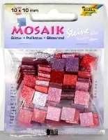 Mozaika kamyczki brokatowe 10x10mm różowa. Wydawca: Galeria Hobby. SmakLiter.pl Opakowanie Mozaika kamyczki brokatowe 10x10mm różowa