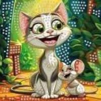 Mozaika piankowa kot i mysz 25x25cm. Wydawca: Titanum. SmakLiter.pl Opakowanie Mozaika piankowa kot i mysz 25x25cm