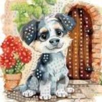 Mozaika piankowa siedzący pies 25x25cm. Wydawca: Titanum. SmakLiter.pl Opakowanie Mozaika piankowa siedzący pies 25x25cm