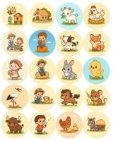 Naklejki motywacyjne farma 25mm. Wydawca: Tobby. SmakLiter.pl Opakowanie Naklejki motywacyjne farma 25mm