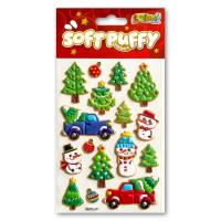 Opakowanie Naklejki puffy Christmas Tree and Smowmen