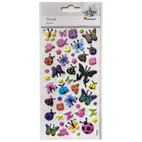 Opakowanie Naklejki wypukłe motyle, kwiaty mix 47szt