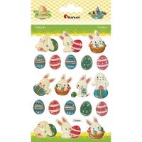 Opakowanie Naklejki wypukłe zajączki, pisanki mix 20szt