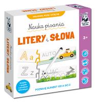 Nauka pisania. Litery i słowa. Książka + puzzle do pisania. Autor: Opracowanie zbiorowe. SmakLiter.pl Okładka książki Nauka pisania. Litery i słowa. Książka + puzzle do pisania