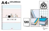 Notatnik A4+/120K kołowy kratka kotki. Wydawca: Cervantes. SmakLiter.pl Opakowanie Notatnik A4+/120K kołowy kratka kotki