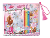 Notatnik na spirali z kredkami Konie. Wydawca: Hot Focus. SmakLiter.pl Opakowanie Notatnik na spirali z kredkami Konie