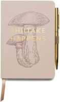 Notatnik z długopisem Shiitake Happens. Wydawca: Designworks Ink. SmakLiter.pl Opakowanie Notatnik z długopisem Shiitake Happens