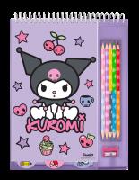 Notatnik z kredekami i temperówką Kuromi KU00014. Wydawca: Kids Euroswan. SmakLiter.pl Opakowanie Notatnik z kredekami i temperówką Kuromi KU00014